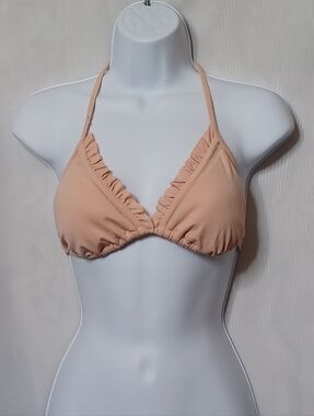 Victoria's Secret Peachy Halter Bikini Top with Ruffle Trim. Size M